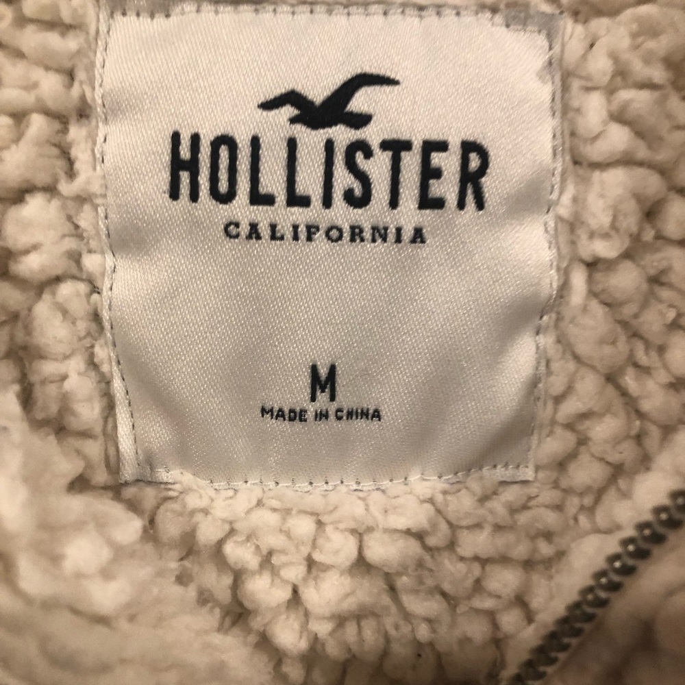 💜Hollister Women's Size Medium Ivory Half Zip Sherpa Sweater Pullover - Picture 3 of 3